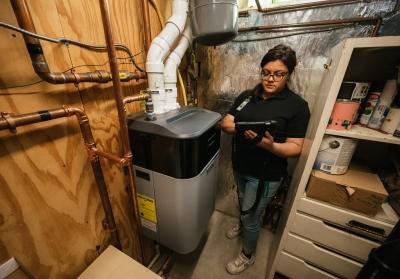 heat pump and boiler with technician